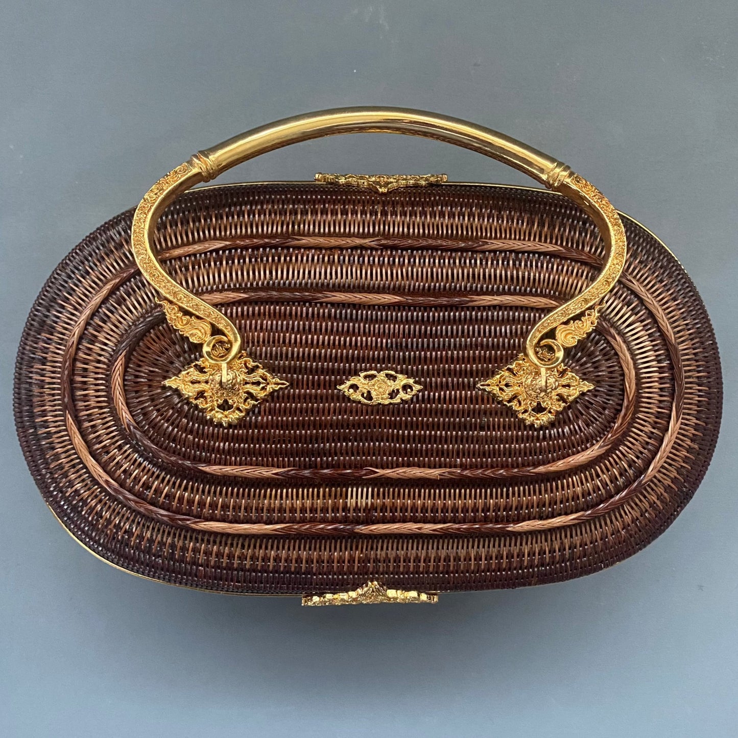 Lua Brown Gold Round Bag GR2318