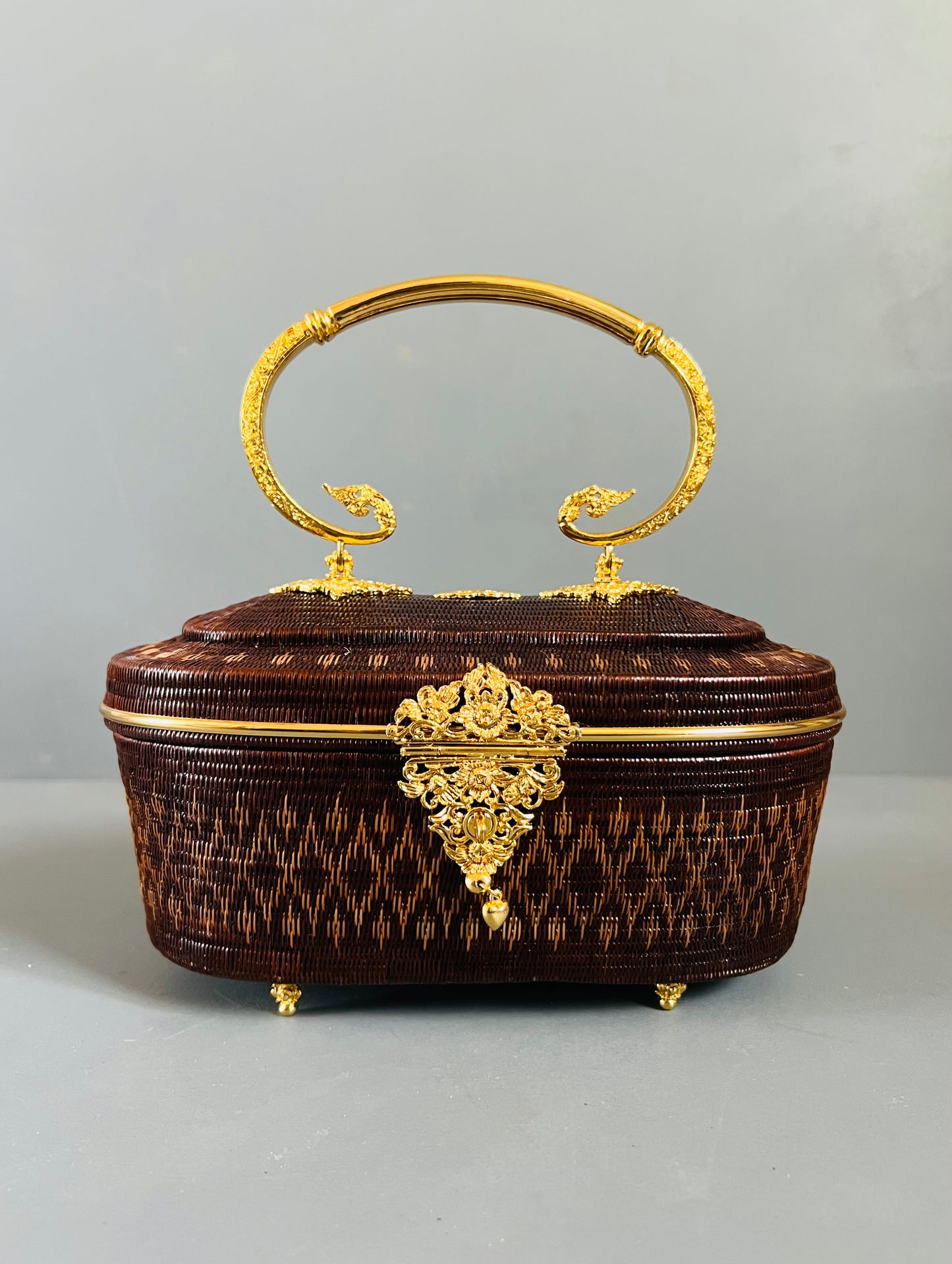 Soeru ヤーンリパオバッグGR2601｜ハードタイプ（ブラウン／タイ伝統工芸）