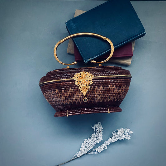 Lua Brown Gold Round Bag GR2317