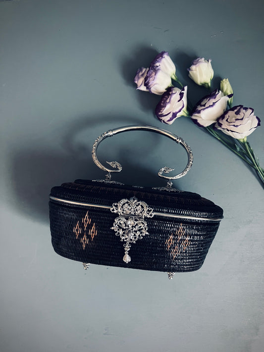 Soeru ヤーンリパオバッグ ハードタイプ 黒色 タイ伝統工芸 