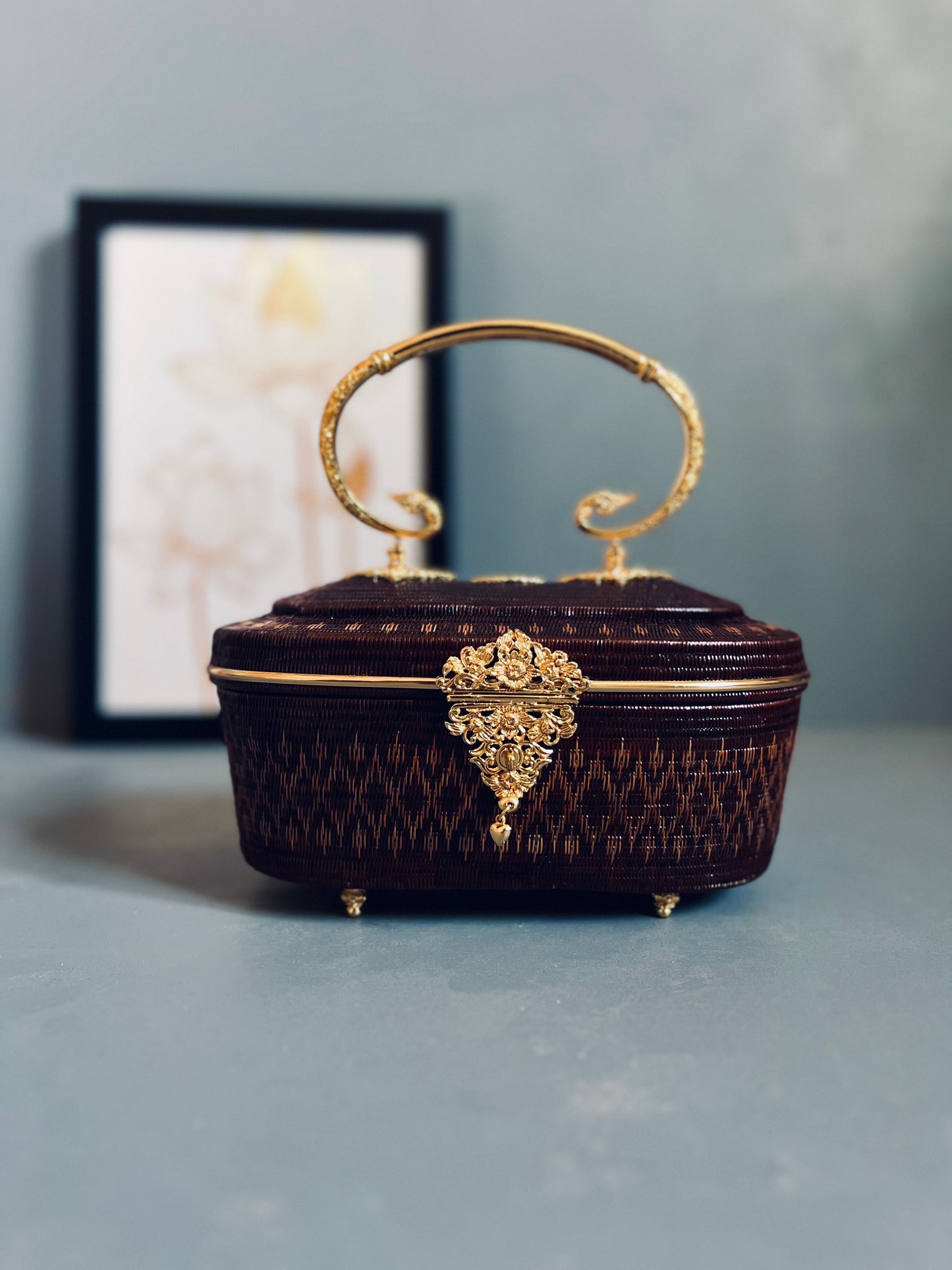 Soeru ヤーンリパオバッグGR2601｜ハードタイプ（ブラウン／タイ伝統工芸）